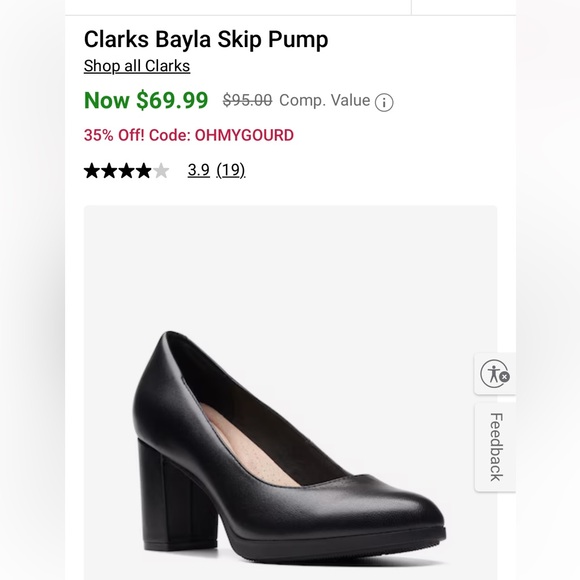 Clarks Bayla Skip Pump- new never worn black, size 8 wide - Picture 8 of 8